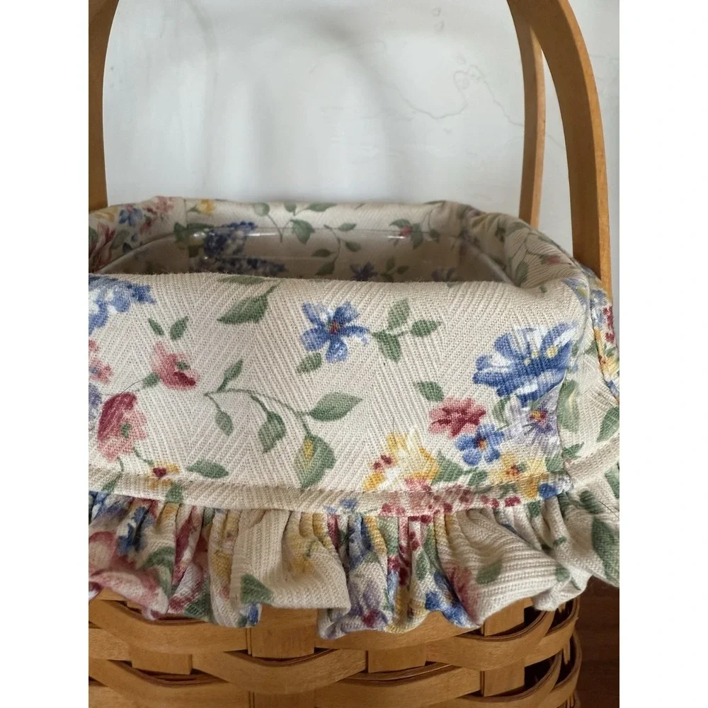 2002 Longaberger TOTE Basket Combo‎ spring floral liner & protector excellent